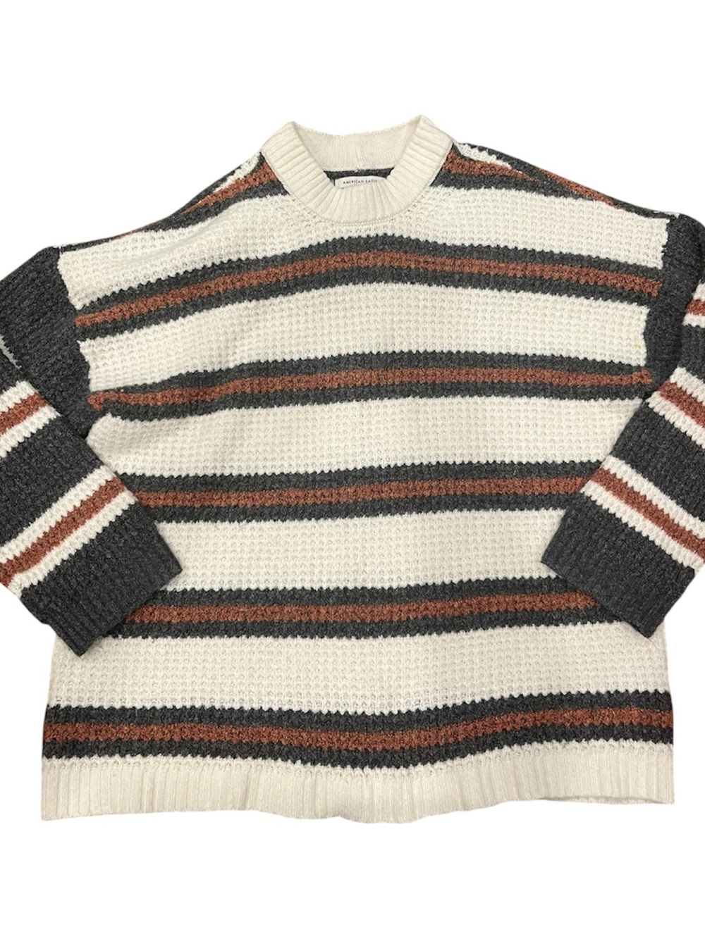Women’s xs American Eagle Cream Stripe Crewneck Sweater